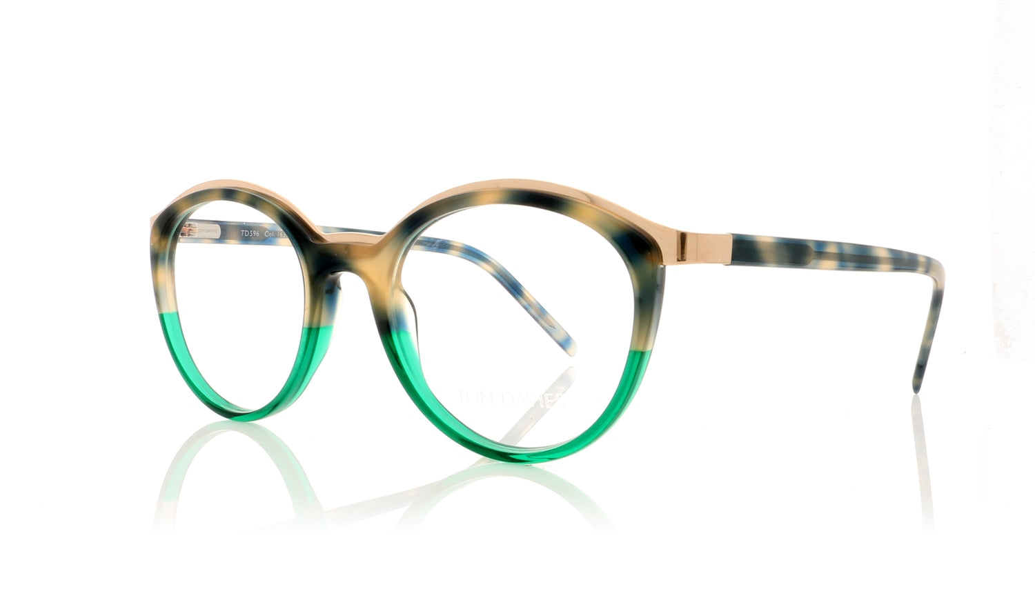 Tom Davies TD596 C168 Green Tortoise Glasses - Angle