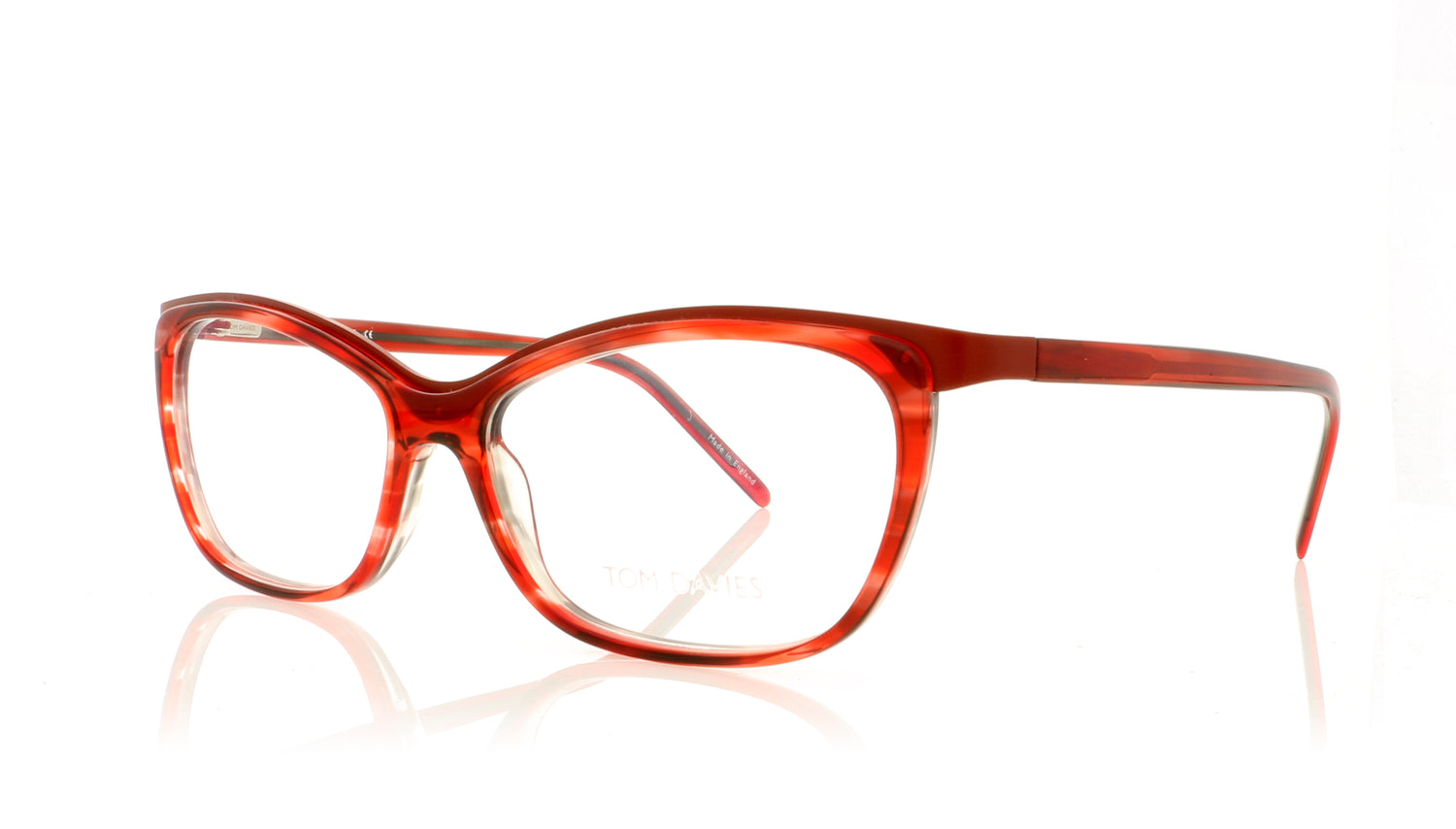 Tom Davies TD597 Polished Red 1642 Glasses - Angle