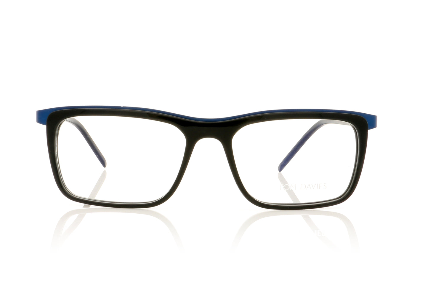 Tom Davies TD608 1674 Polished Black Matt Blue Glasses - Front