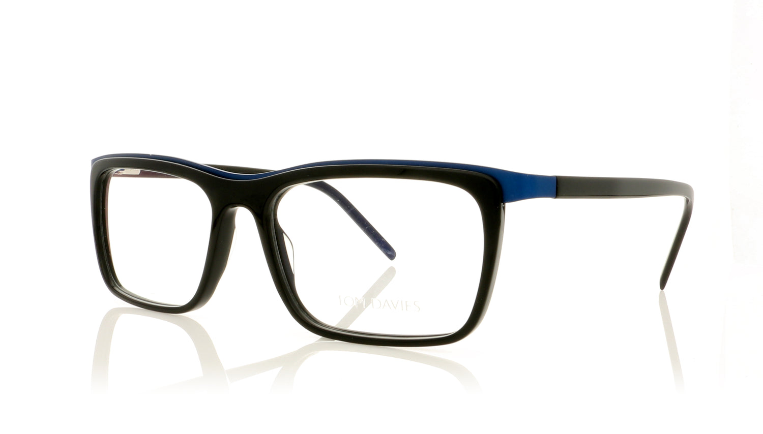 Tom Davies TD608 1674 Polished Black Matt Blue Glasses - Angle