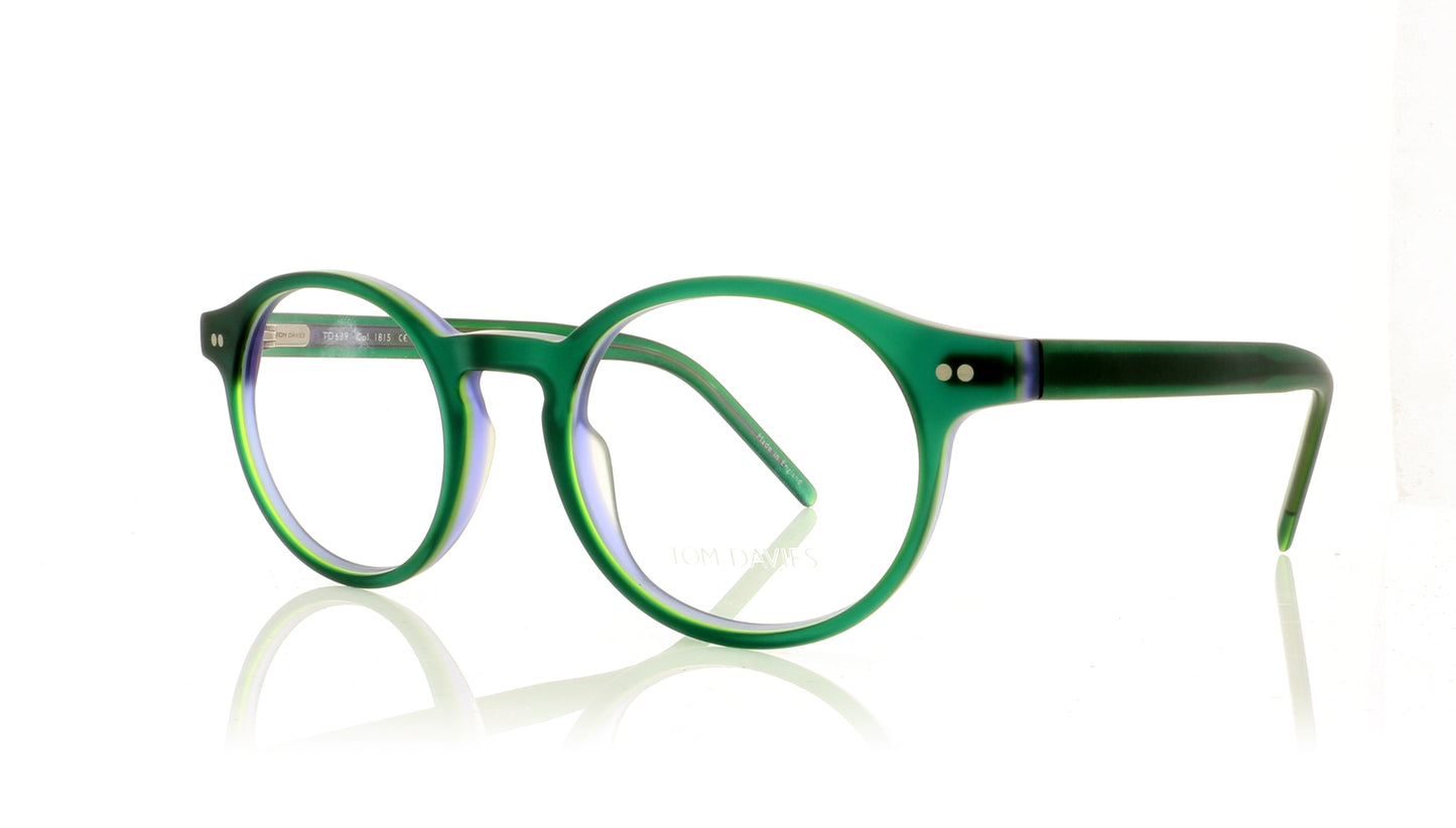 Tom Davies TD639 C1815 Green Glasses - Angle