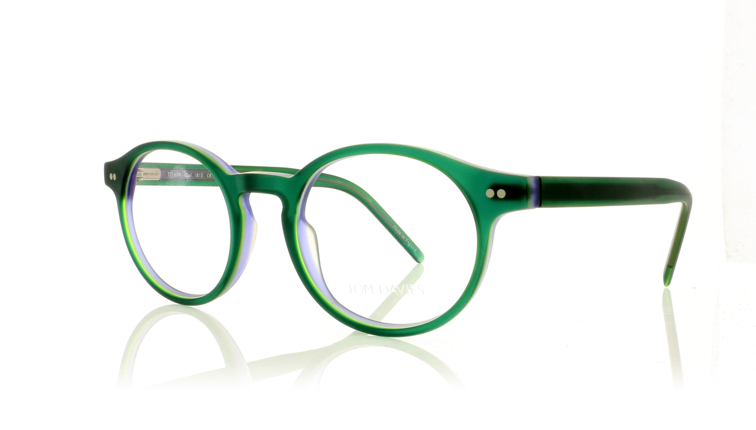 Tom Davies TD639 C1815 Green Glasses - Angle