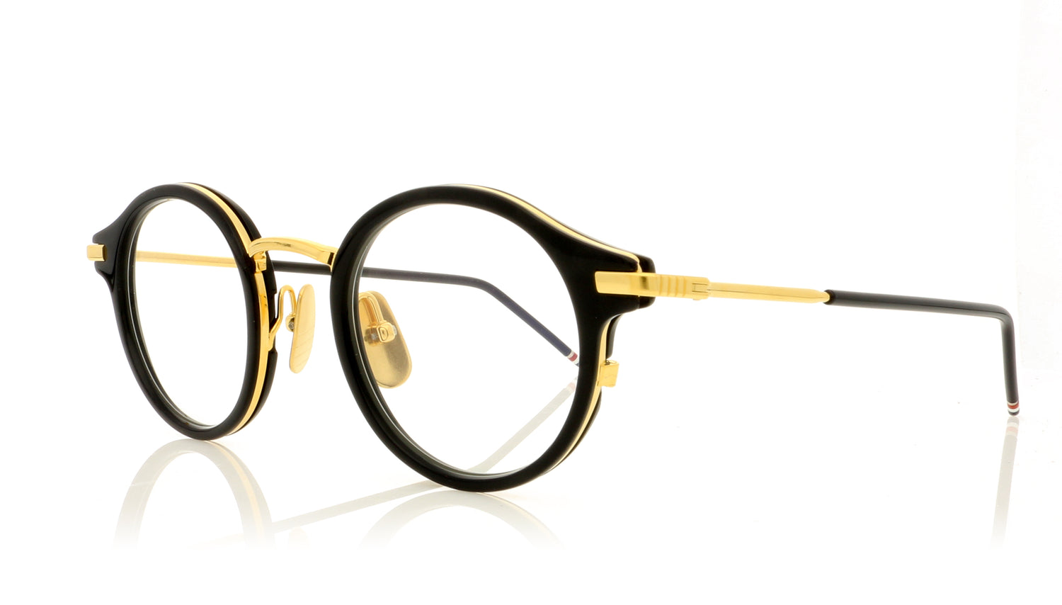 Thom Browne TB 807 NVY GLD Navy Gold Glasses - Angle