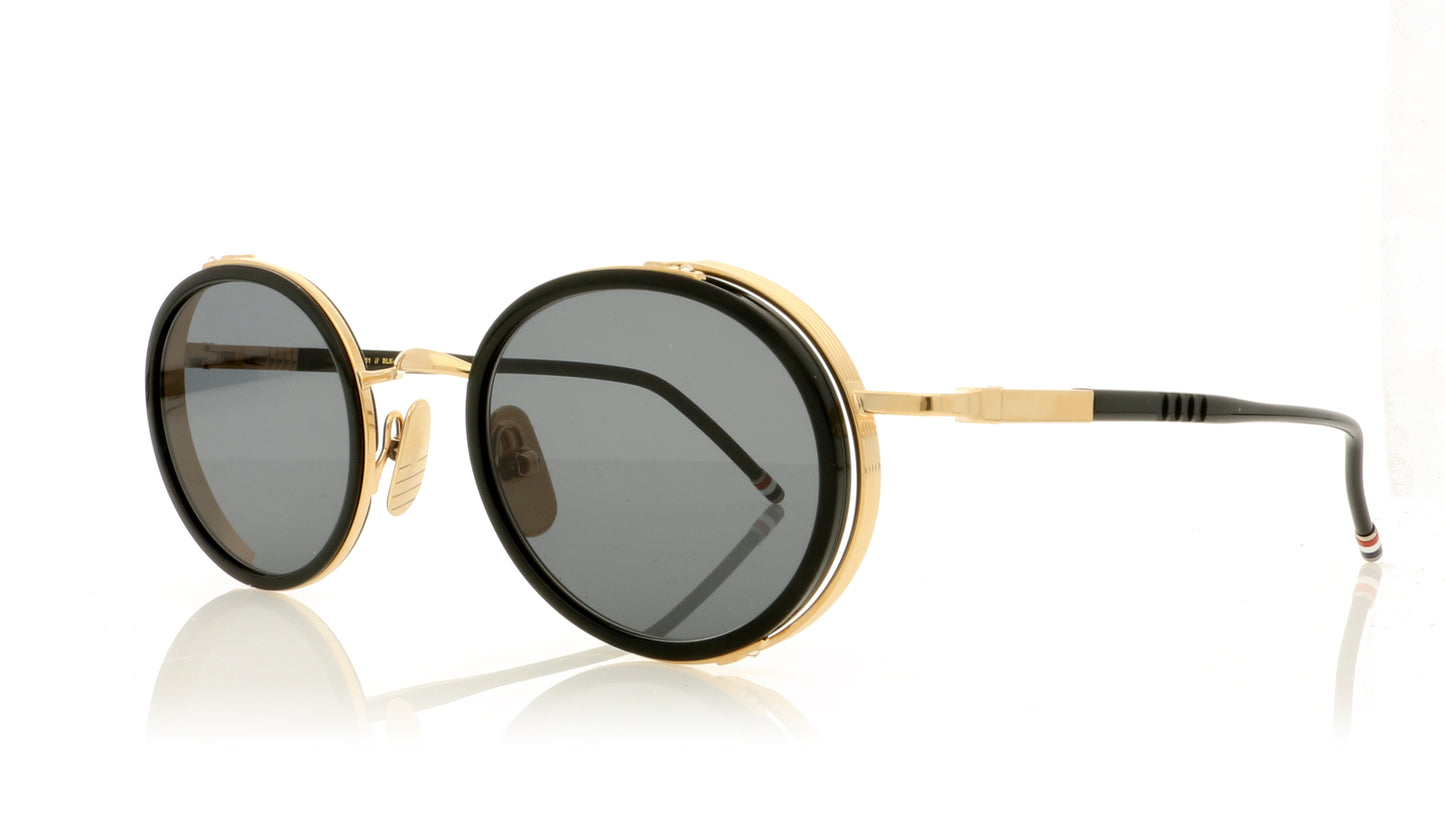 Thom Browne TBS 813 1 Black Gold Dark Grey Sunglasses - Angle