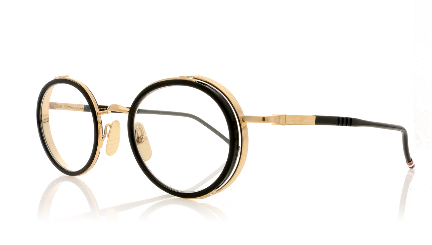 Thom Browne TBX813 1 Black-White Gold Glasses - Angle