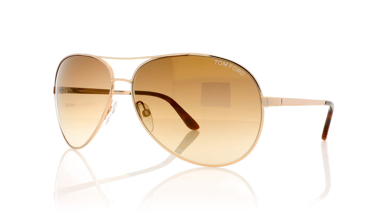 Tom Ford Charles TF35 28G Shiny Rose Gold Sunglasses - Angle