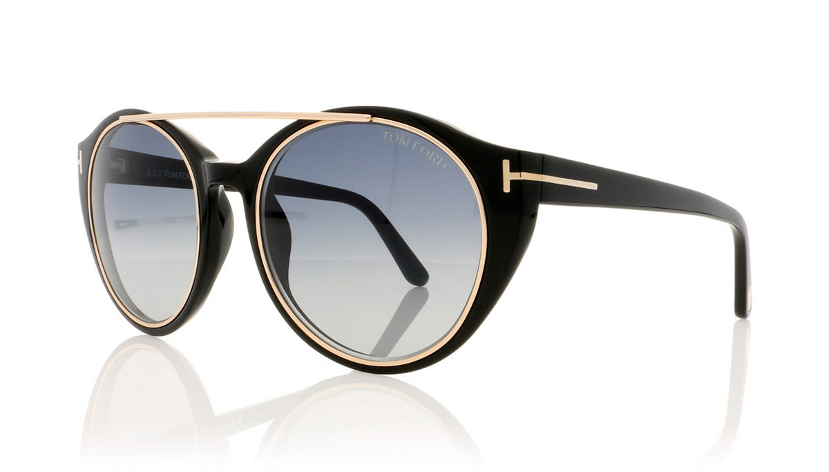 Tom Ford Joan TF383 01W Shiny Black Sunglasses - Angle