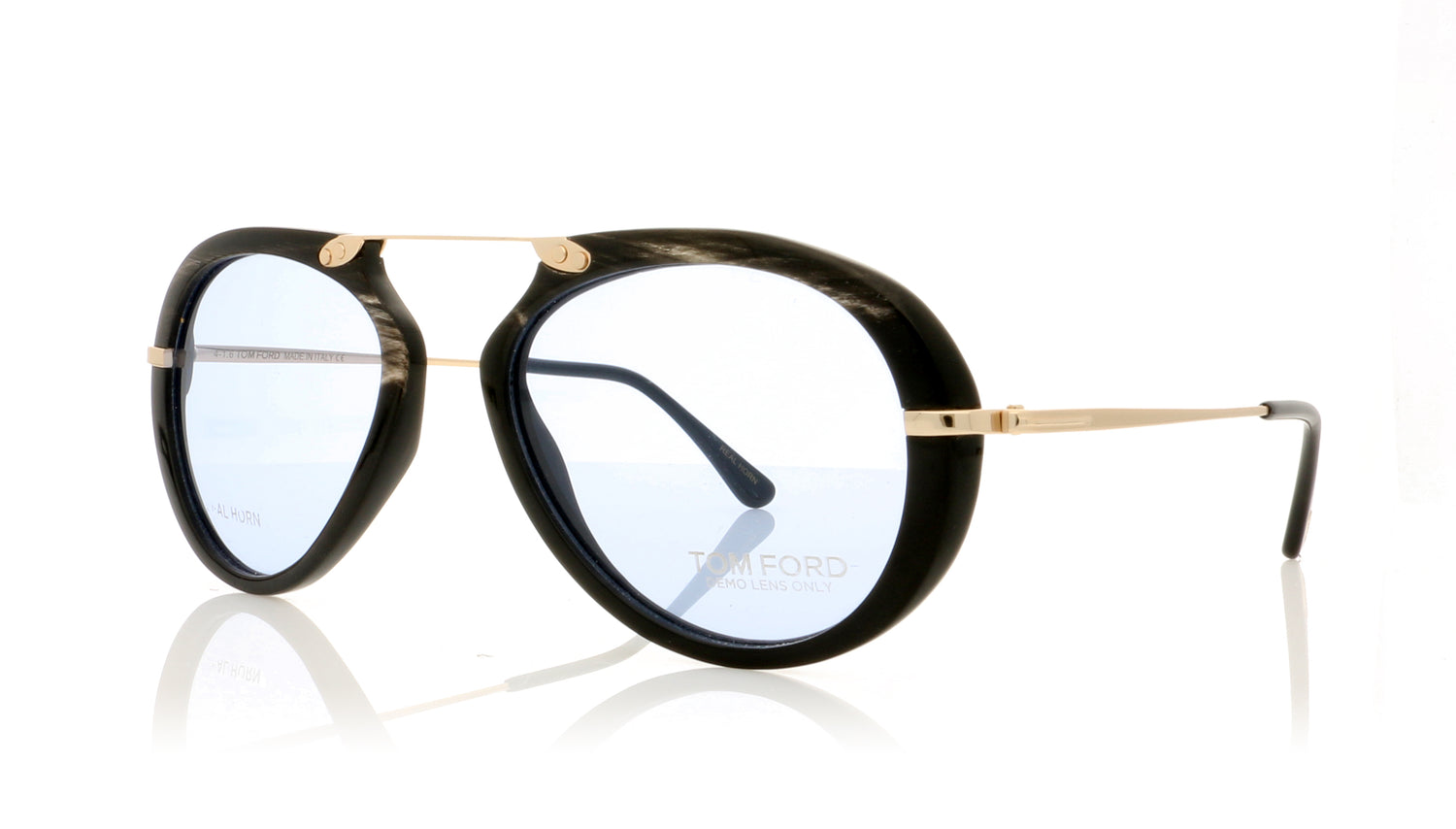 Tom Ford TOM N.11 62V Striped Brown Real Horn Sunglasses - Angle