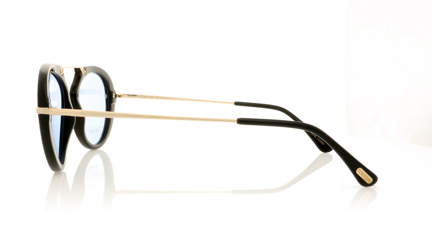 Tom Ford TOM N.11 62V Striped Brown Real Horn Sunglasses - Side