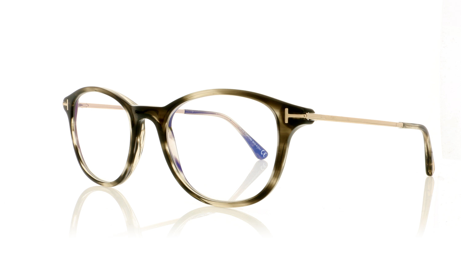 Tom Ford TF5553-B FT5553B 56 Dark Tortoise Glasses - Angle