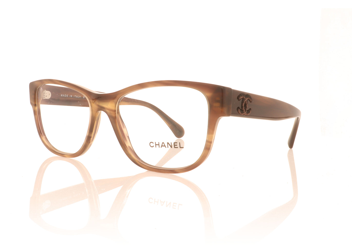Chanel 0CH3416 C1416 Striped Brown Glasses - Angle