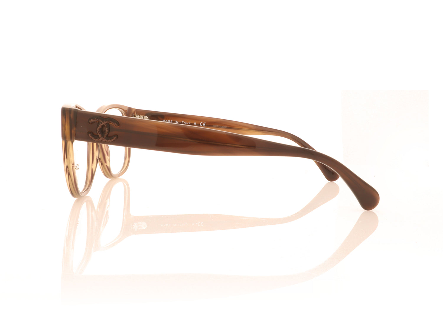 Chanel 0CH3416 C1416 Striped Brown Glasses - Side