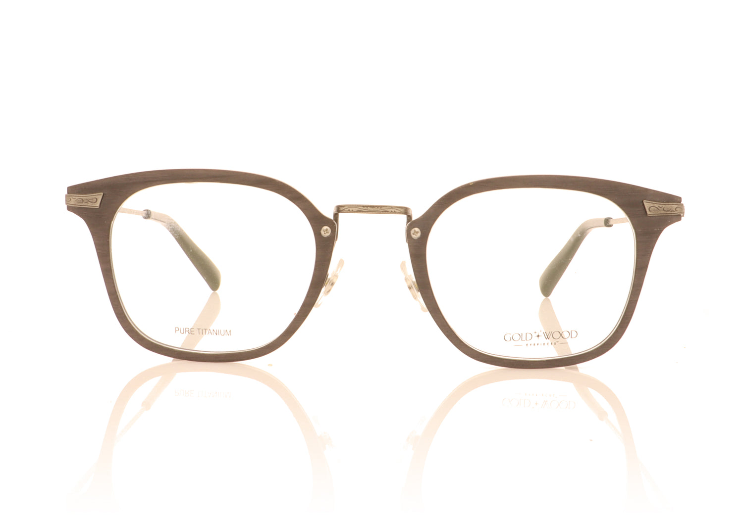 Gold & Wood Bora 1.01 Antic Silver  Glasses - Front