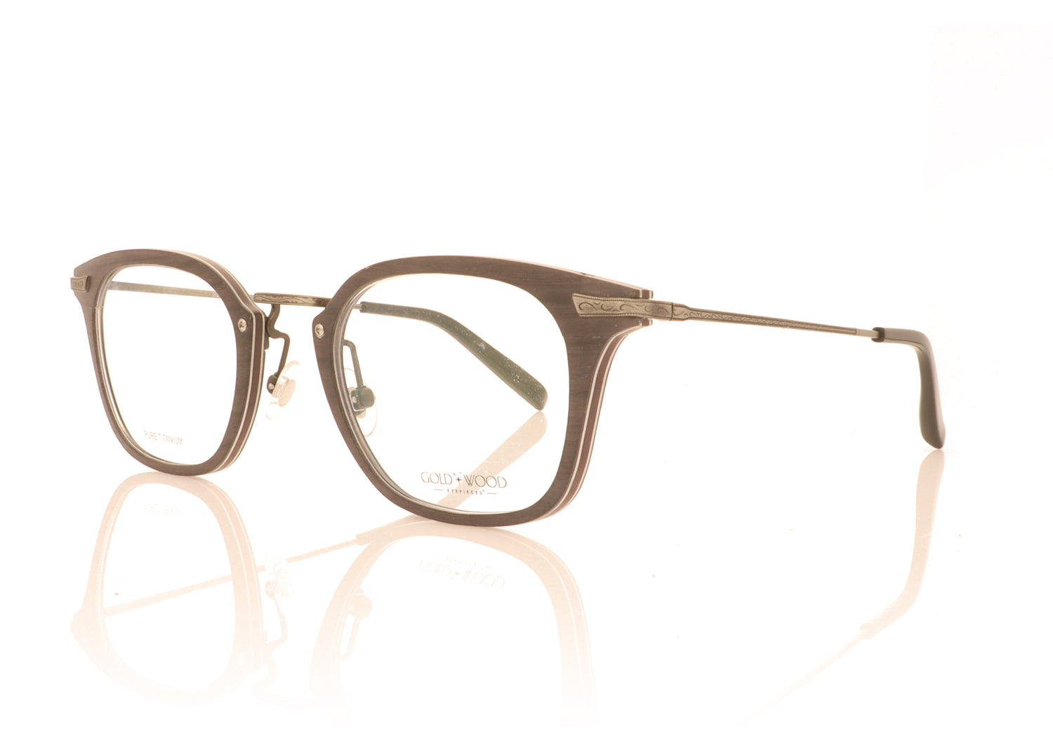 Gold & Wood Bora 1.01 Antic Silver  Glasses - Angle