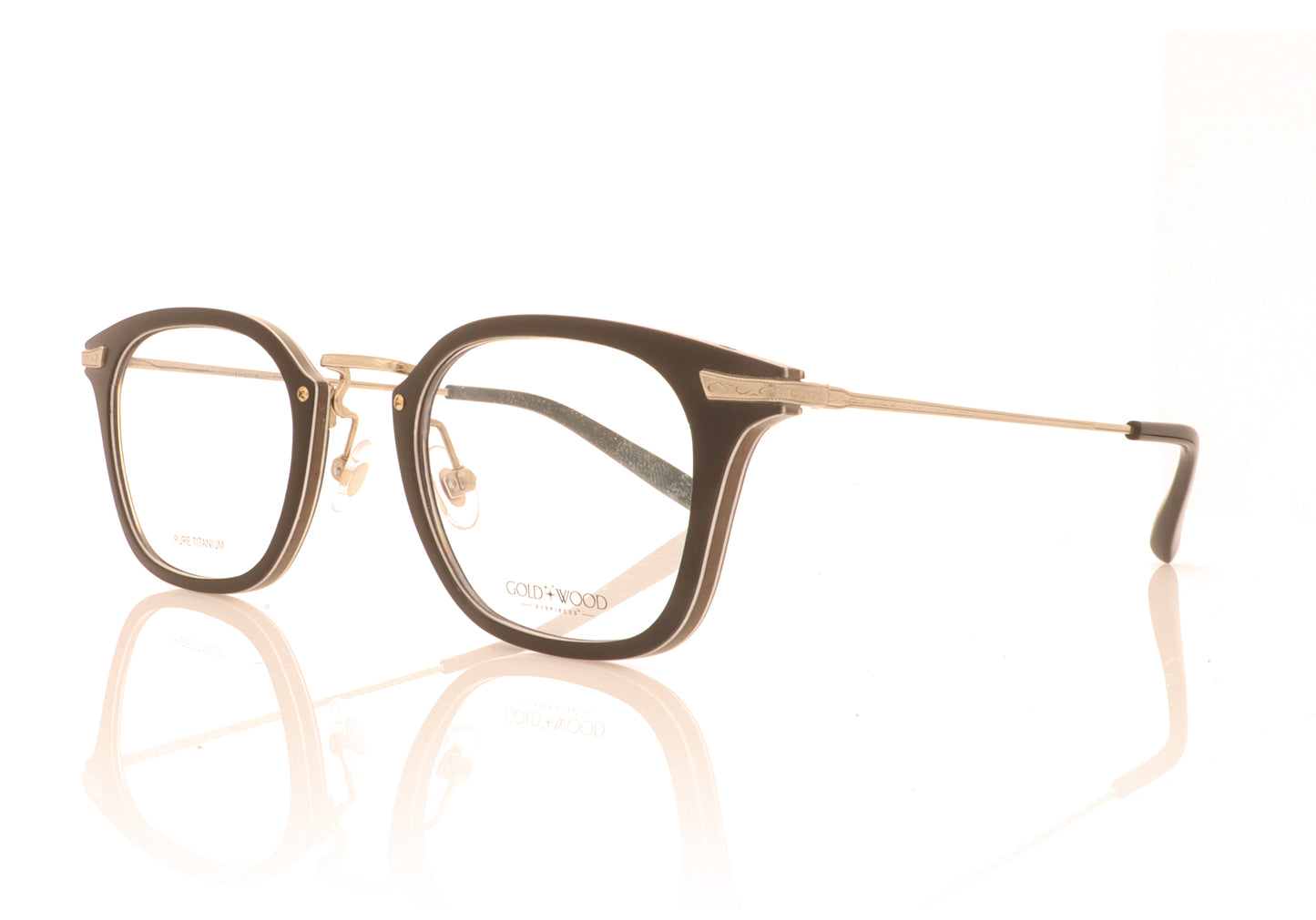 Gold & Wood Bora 1.03 Champagne Gold - Tanganyika wood Glasses - Angle