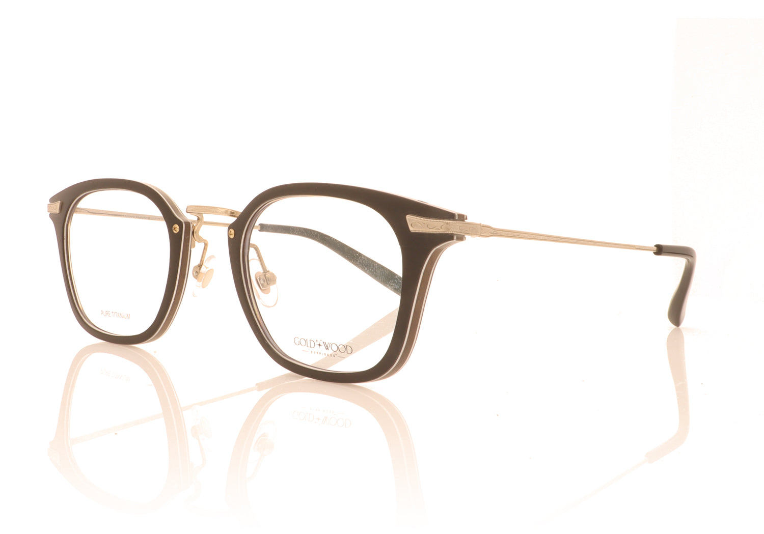 Gold & Wood Bora 1.03 Champagne Gold - Tanganyika wood Glasses - Angle