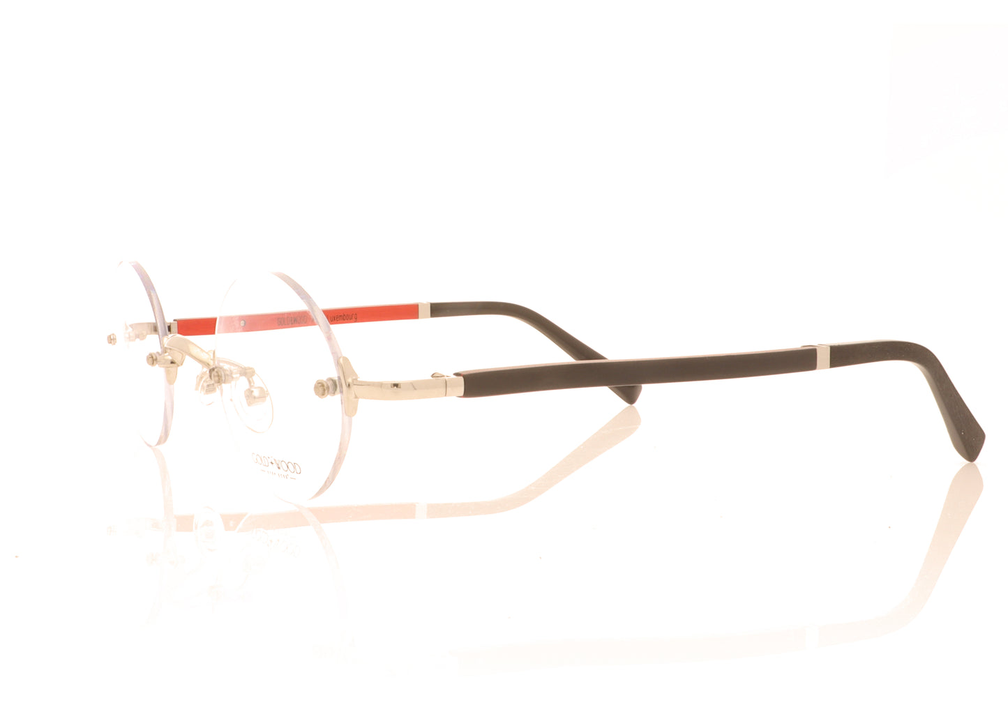 Gold & Wood Boston 01P A01 Black & Red Glasses - Angle