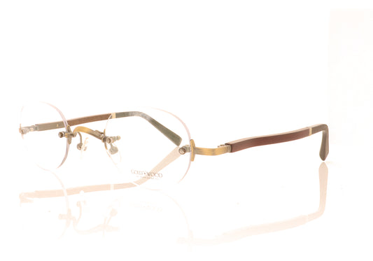 Gold & Wood Boston 02P A04 Antique Gold and Redwood Glasses - Angle