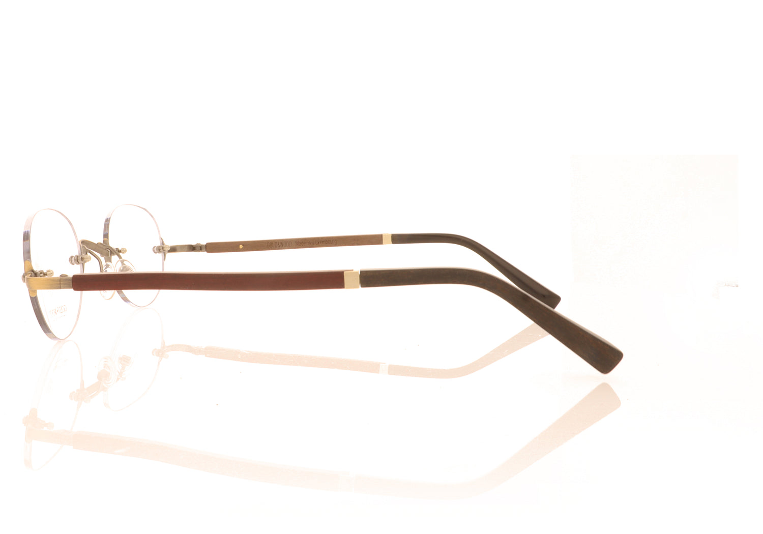 Gold & Wood Boston 02P A04 Antique Gold and Redwood Glasses - Side