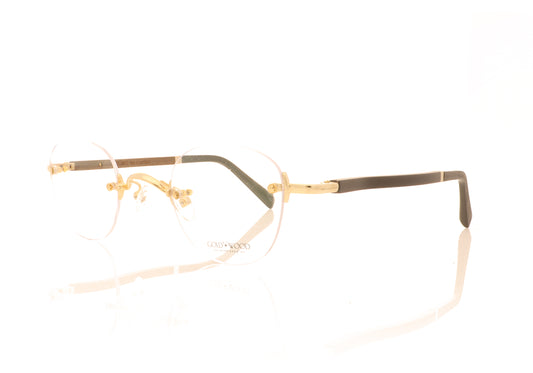 Gold & Wood Boston 05P A05 Gold Glasses - Angle