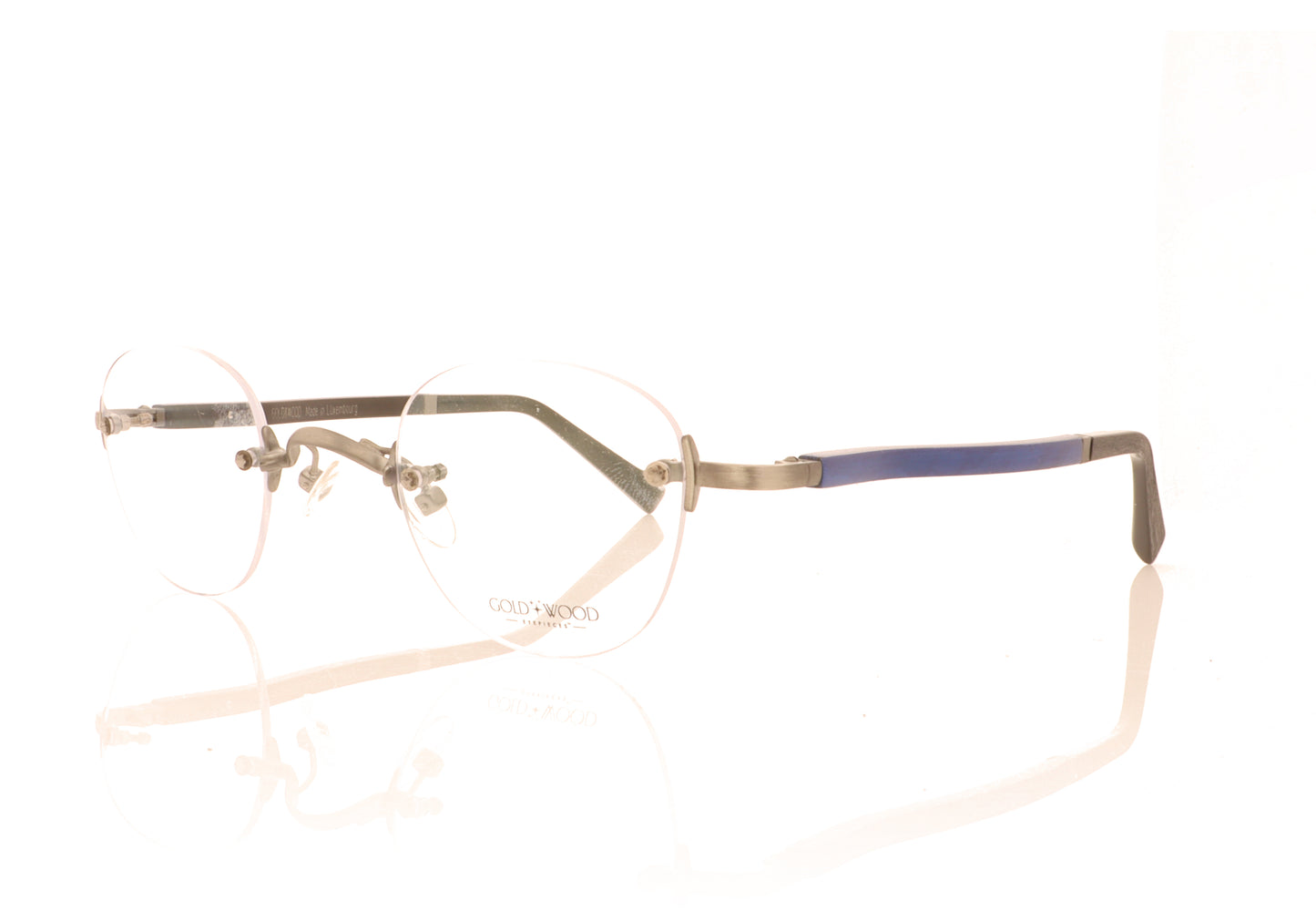 Gold & Wood Boston 05P A08 Blue Glasses - Angle