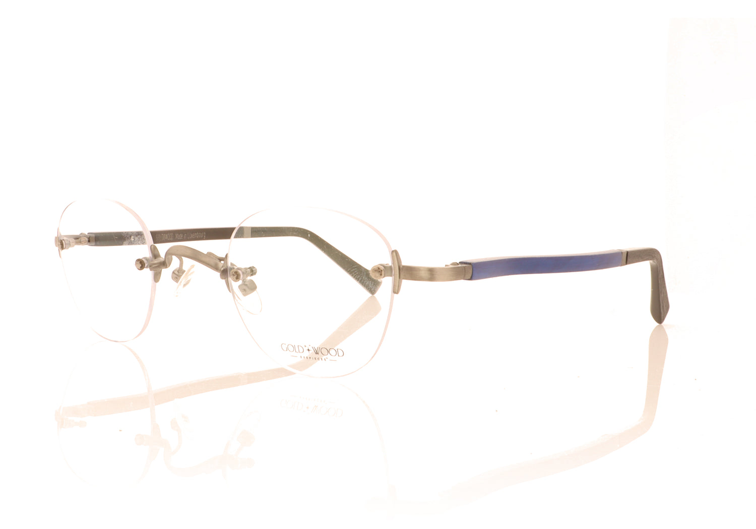 Gold & Wood Boston 05P A08 Blue Glasses - Angle