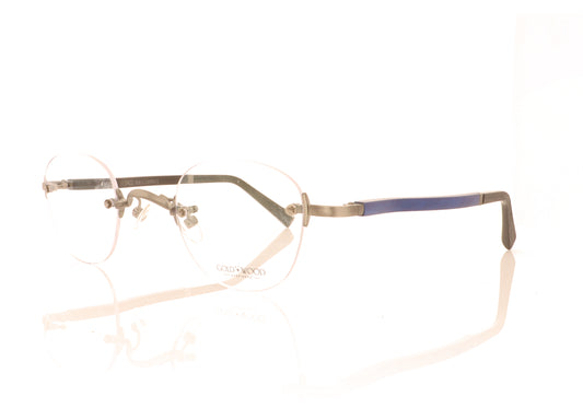 Gold & Wood Boston 05P A08 Blue Glasses - Angle