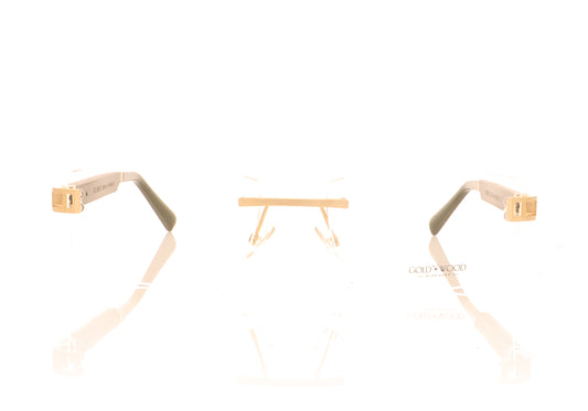 Gold & Wood Cosmos 05 A93 Marbled Horn Glasses - Front