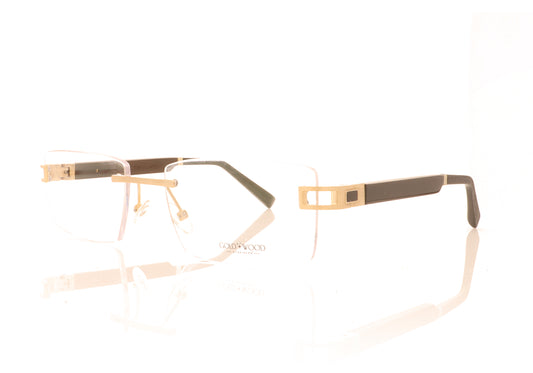 Gold & Wood Cosmos 05 A93 Marbled Horn Glasses - Angle