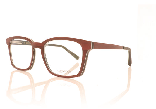Gold & Wood Nodus 1.07 Burgundy Bolivar  Glasses - Angle