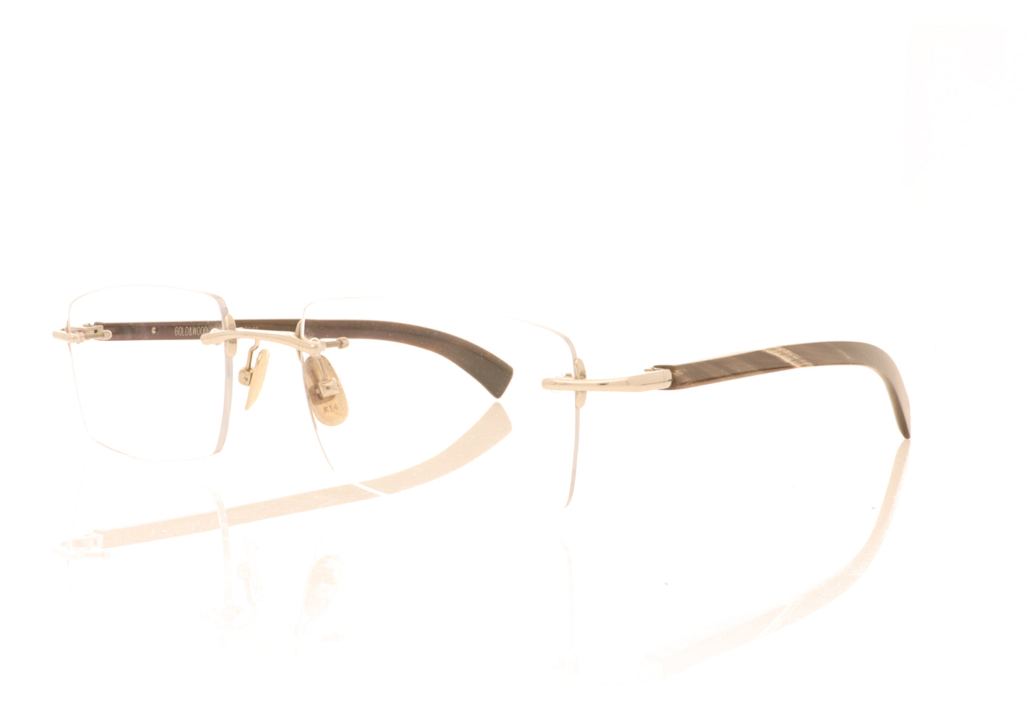 Gold & Wood Precious Horn W3MR05 06-16 14KW GOLD Glasses - Angle