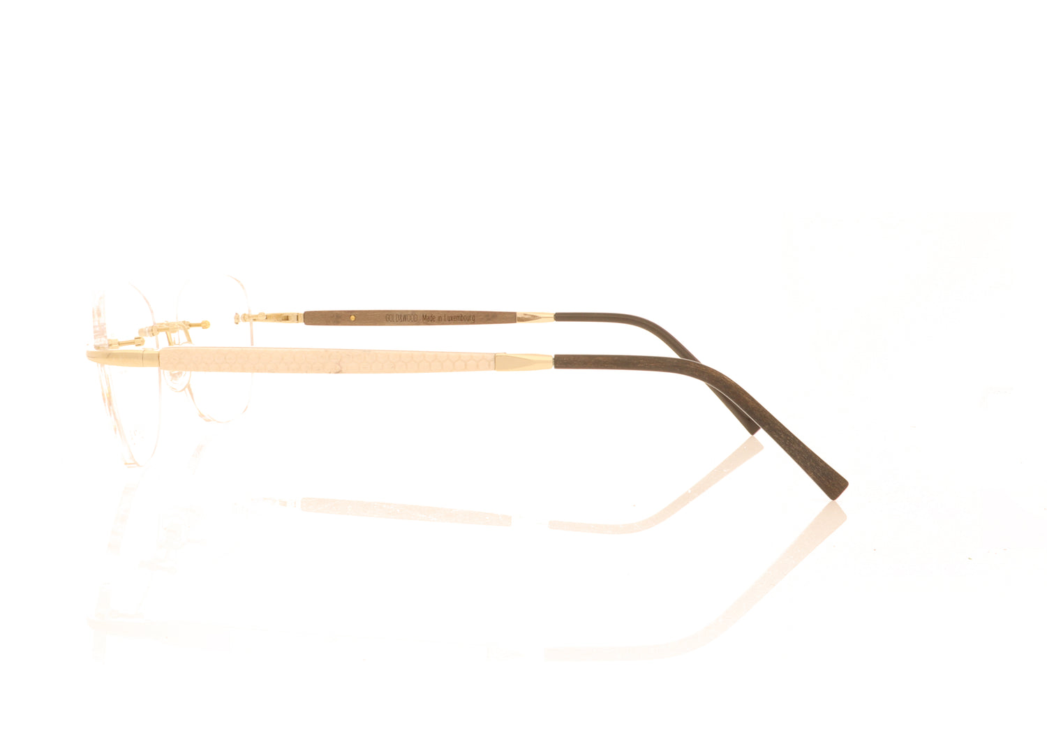 Gold & Wood Rio 02-03 White  Glasses - Side