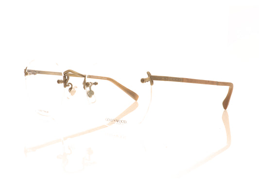 Gold & Wood Syrma 01-02 Antique Brown Glasses - Angle