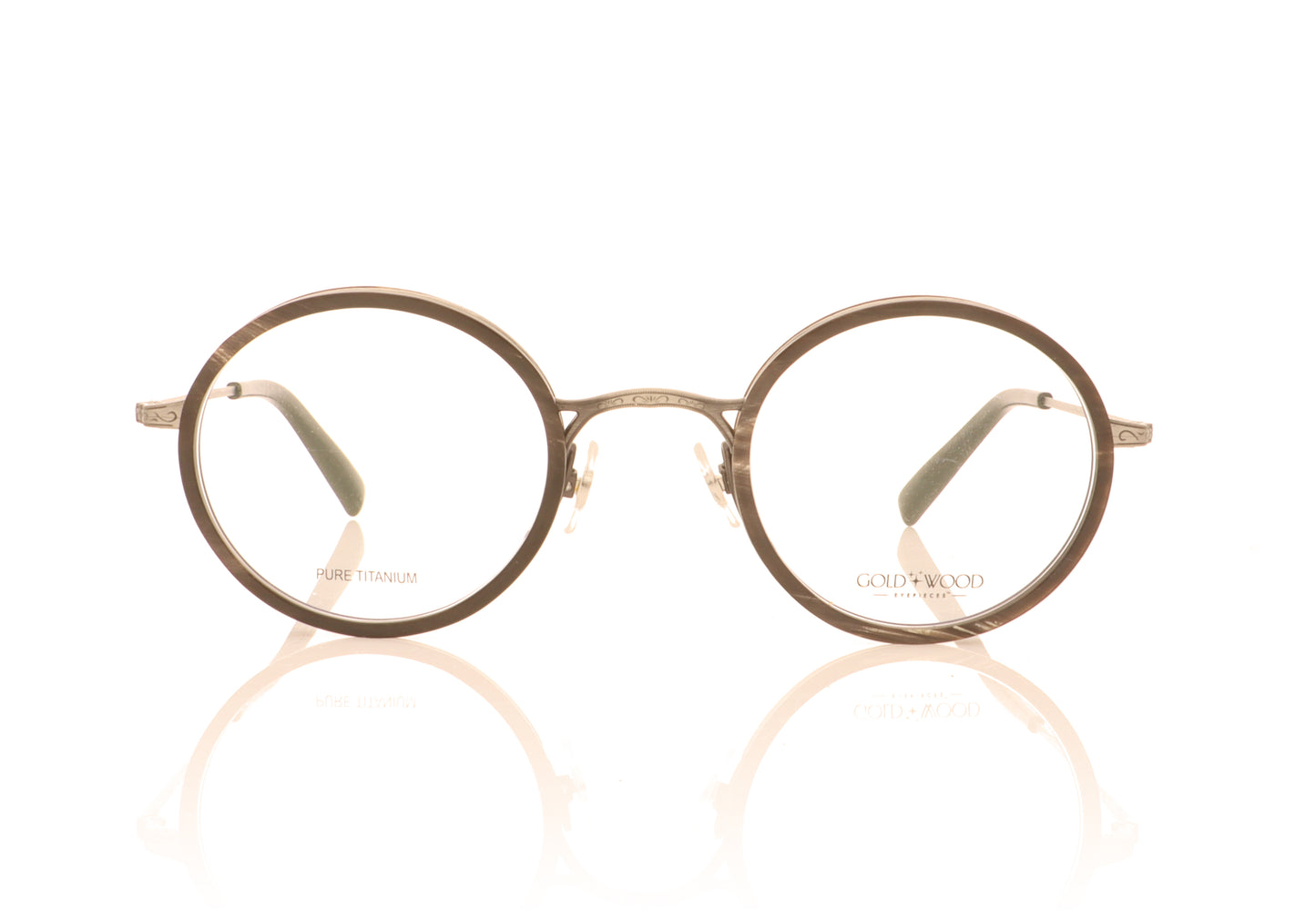 Gold & Wood Titan 1.2 Antique Silver - Horn Glasses - Front