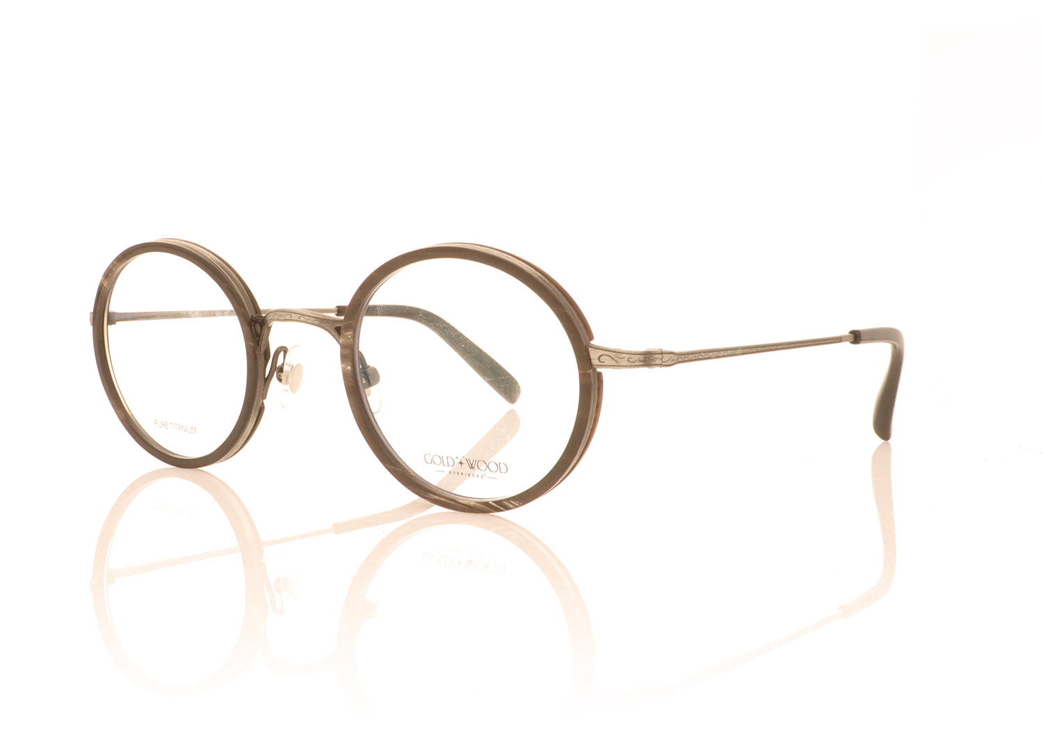 Gold & Wood Titan 1.2 Antique Silver - Horn Glasses - Angle