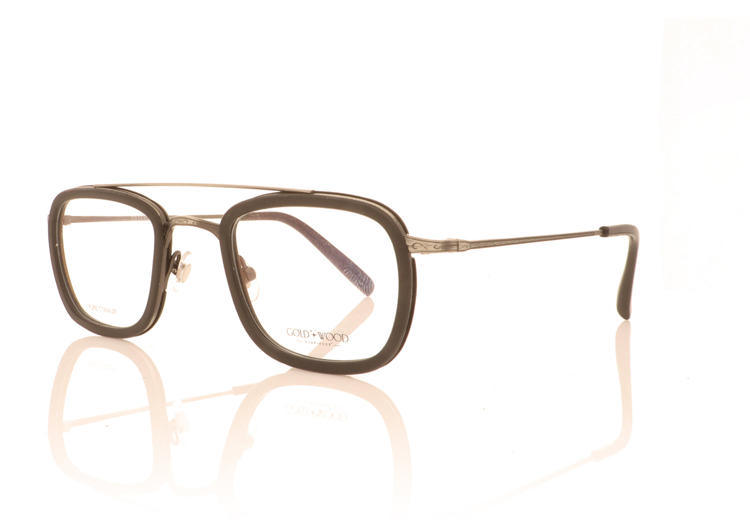 Gold & Wood Titan 5.01 Antique Silver  Glasses - Angle