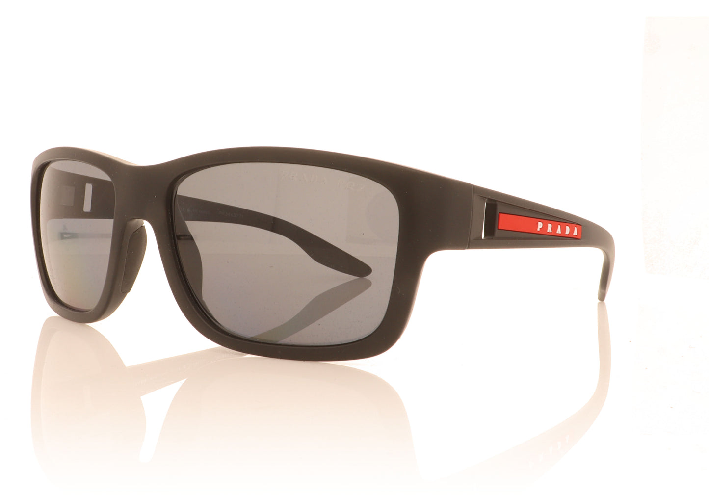 Prada SPS 01W DG002G Black Rubber Sunglasses - Angle