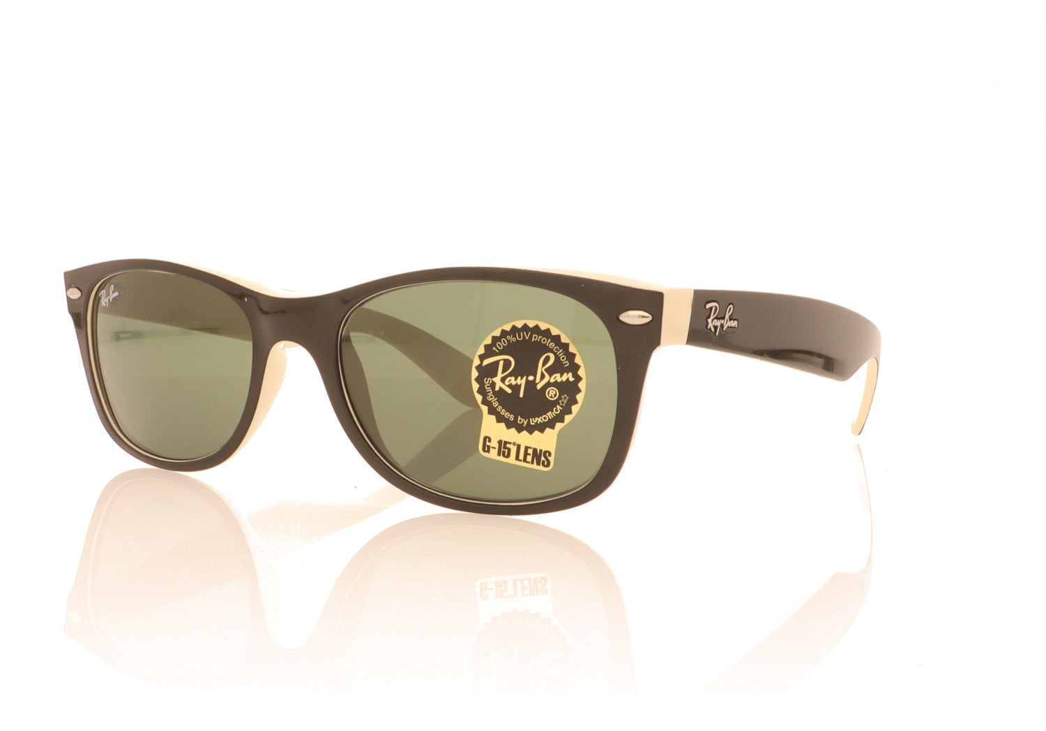 Ray-Ban RB2132 875_G-15 Black on Beige Sunglasses - Angle