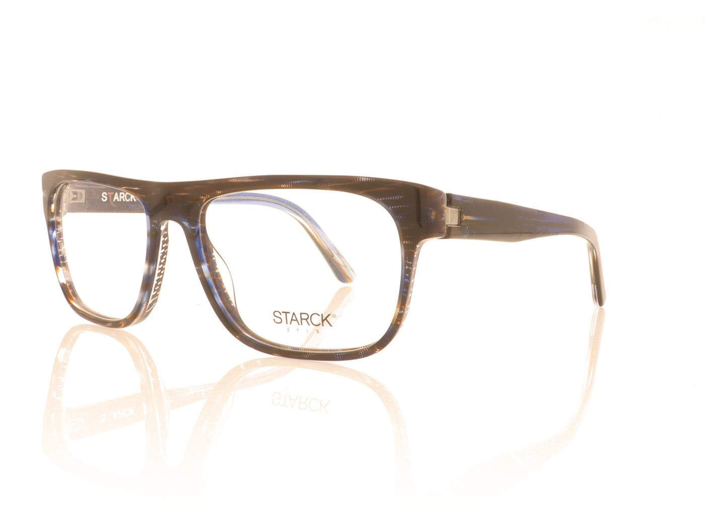 Starck 0SH3051 4 Stripped Blue Brown Pontille Glasses - Angle
