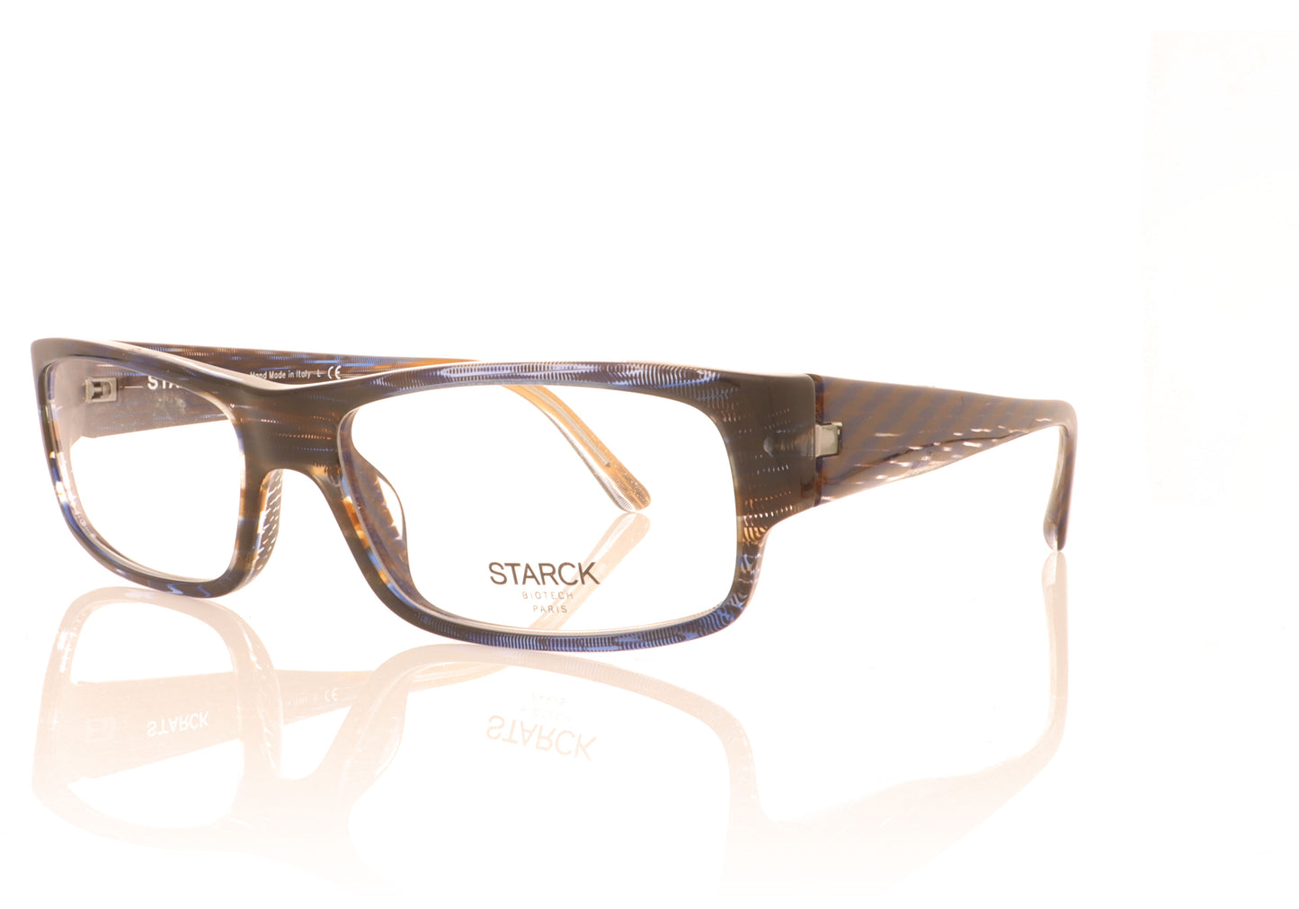 Starck SH3052 2 Stripped Blue Brown Pontille Glasses - Angle