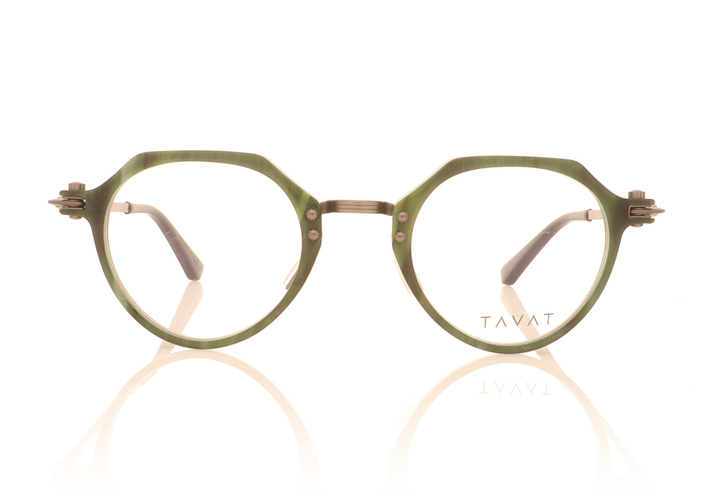Tavat Soupcan Cinque GRN Green Horn Glasses - Front